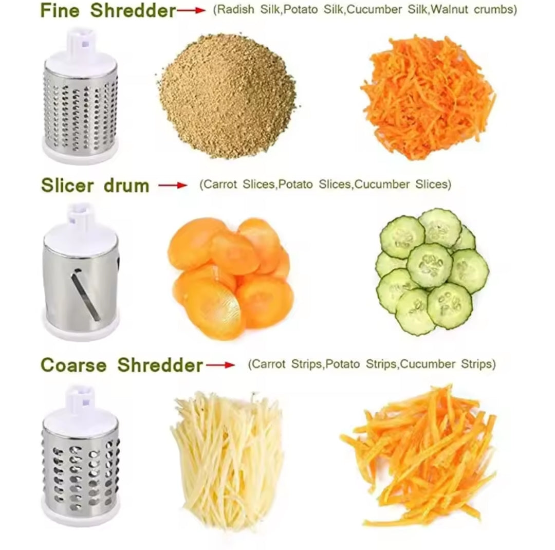 3-in-1 Rotary Vegetable Grater & Slicer | Fast, Safe Kitchen Prep