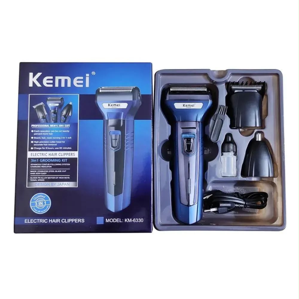 Kemei 3 in 1 Rechargeable Beard Trimmer Kit KM-6330